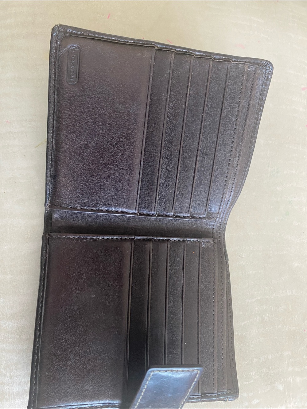 Coach Brown Signature Canvas Compact Wallet - Picture 3 of 5